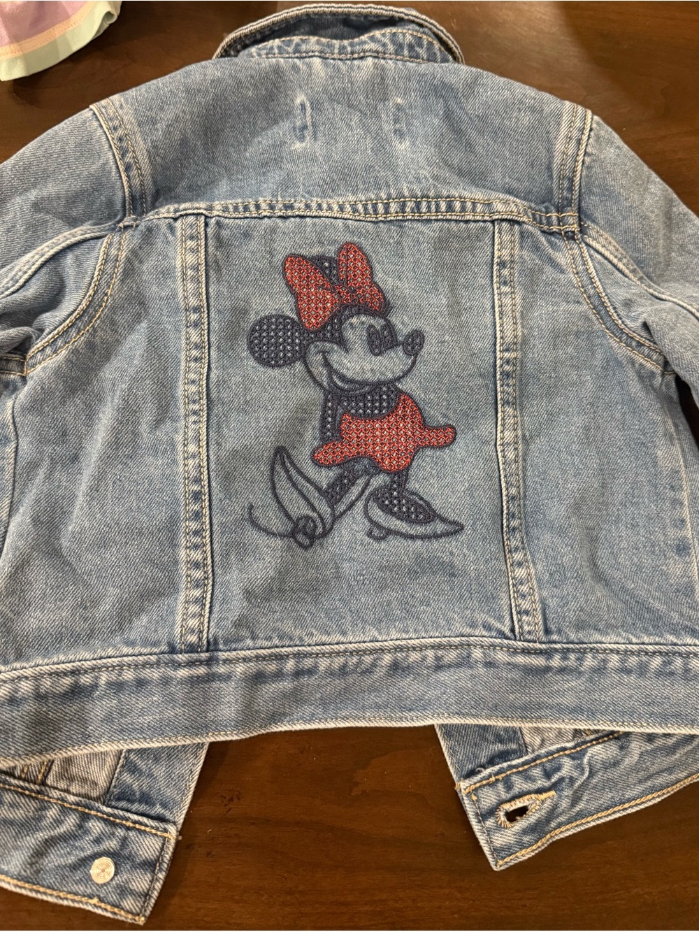 GAP Light Blue Denim Jacket with Minnie Mouse Embroidery